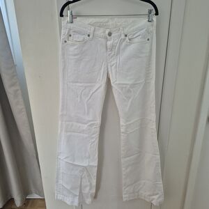 7 For All Mankind Women's White Flare Jeans